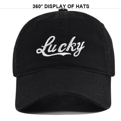 Βαμβακερό Καπέλο Μπέιζμπολ Lucky Κέντημα Ρυθμιζόμενο Αναπνεύσιμο Καπέλο Ήλιου Για Άνδρες Γυναίκες Casual Υπαίθρια Σπορ
