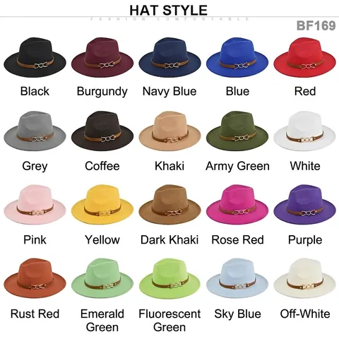 Vintage Britse Stijl Brede Rand Fedora Hoed Voor Dames Heren Polyester Vilt Jazz Hoed Met Metalen Gesp En Leren Band