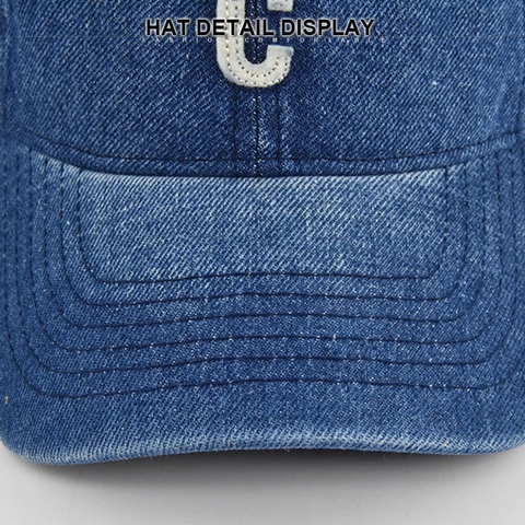 Berretto da Baseball in Denim Lavato Vintage Con Ricamo Lettera C Cappello Trucker in Cotone Distressed Regolabile per Uomo Donna Casual All'aperto