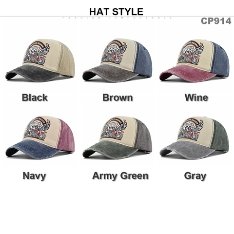 Gorra de Béisbol de Algodón Lavado Vintage Route 66 Sombrero Trucker Moto Distressed para Hombre Mujer Ajustable