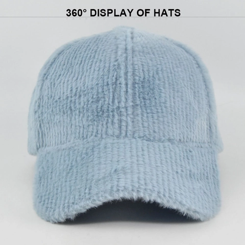 Berretto da Baseball Invernale in Visone Sintetico Caldo Peluche a Righe Visiera Curva Cappello Protezione Solare Regolabile