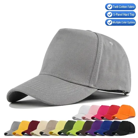Structured 5-Panel Cotton Baseball Cap For Men Women Solid Color Curved Brim Adjustable Sun Protection Sports Peaked Hat