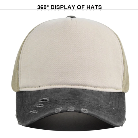 Vintage Washed Distressed Baseball Cap Men Women Adjustable Cotton Color Block Sun Hat Breathable Retro Snapback Hat