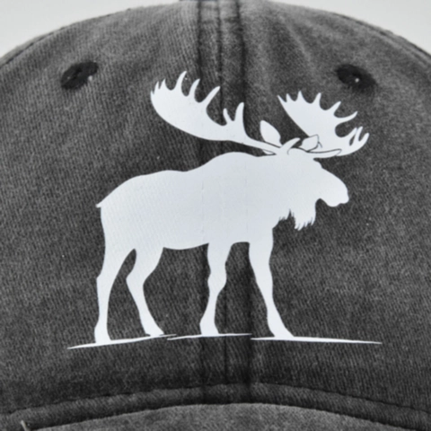 Vintage Washed Cotton Baseball Cap For Men Women Adjustable Moose Silhouette Embroidered Distressed Dad Hat Retro Sun Protection Peak Cap