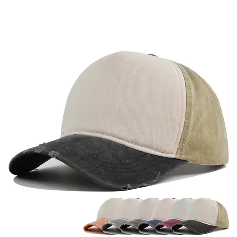 Vintage Washed Distressed Baseball Cap Men Women Adjustable Cotton Color Block Sun Hat Breathable Retro Snapback Hat