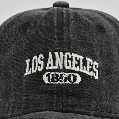 Casquette de Baseball Vintage en Coton Délavé avec Broderie Los Angeles 1850 Style Rétro Réglable Protection Solaire Extérieur Décontracté