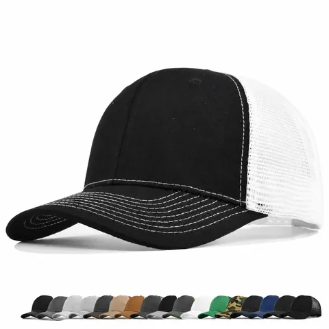 Breathable Mesh Trucker Hat Adjustable Cotton Baseball Cap For Men Women Outdoor Sun Protection Sporty Snapback Sun Hat