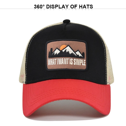 Cappello Trucker a Rete Unisex Ricamo di Montagna Berretto da Baseball Traspirante Regolabile Snapback Sole Estate