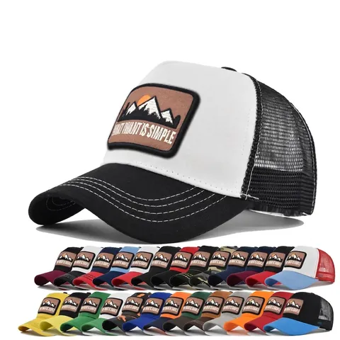 Cappello Trucker a Rete Unisex Ricamo di Montagna Berretto da Baseball Traspirante Regolabile Snapback Sole Estate