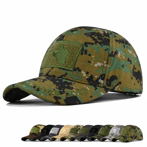 Tactical Camouflage Baseball Cap Ranger 2023 Embroidery Cotton Ripstop Outdoor Sun Hat Hook-And-Loop Patch Men Women