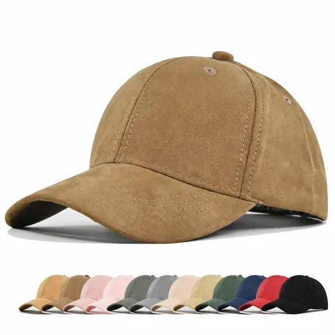 Berretto da Baseball in Scamosciato Unisex Tinta Unita Regolabile Cappello da Papà Visiera Curva Protezione Solare Sport Outdoor