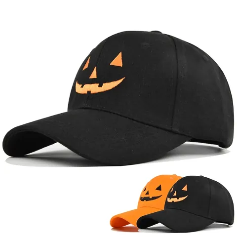 Gorra de Béisbol de Algodón con Bordado de Calabaza de Halloween Sombrero de Sol Ajustable de Calabaza para Hombre Mujer Fiesta
