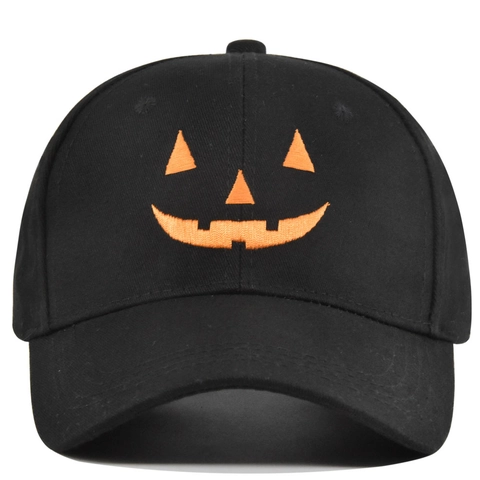 Gorra de Béisbol de Algodón con Bordado de Calabaza de Halloween Sombrero de Sol Ajustable de Calabaza para Hombre Mujer Fiesta