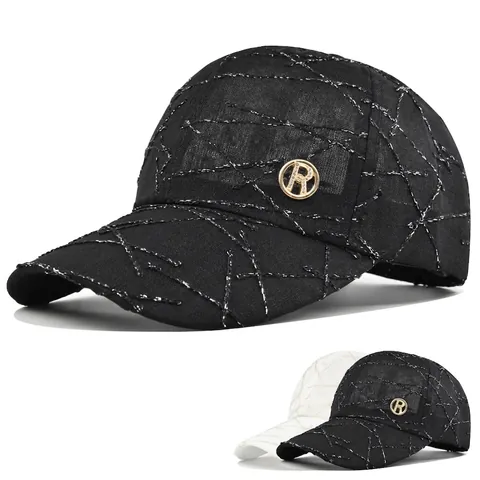 Gorra de Béisbol de Algodón Transpirable para Hombre Mujer Ajustable Logo de Letra de Metal Strass Sombrero de Sol Casual Deporte Snapback Hat Vintage Bordado Gorra con Visera