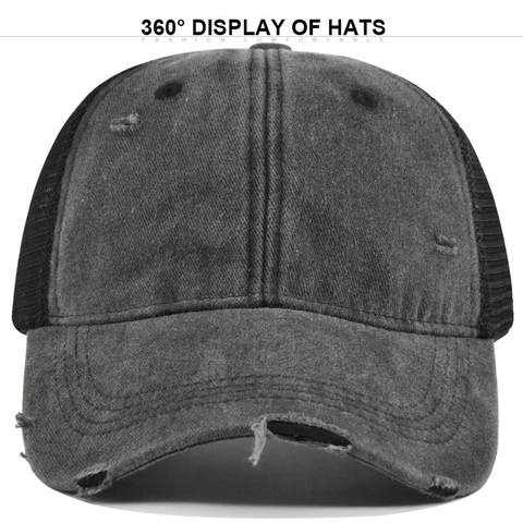 Distressed Washed Mesh Baseball Cap Retro Distressed Trucker Hat For Men Women Adjustable Cotton Breathable Outdoor Sun Hat Fashion Vintage Casual Sports Cap