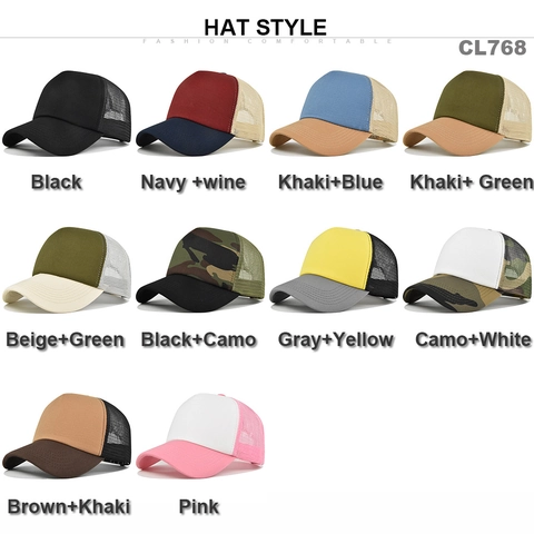 Unisex Netz Trucker Hut Atmungsaktiv Einstellbar Baumwolle Baseballkappe Kontrastfarbe Outdoor Sport Sonnenkappe