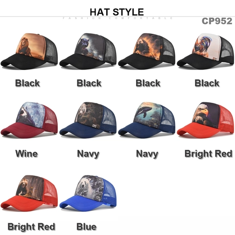 Cappello Trucker con Stampa Animale Rete Traspirante Berretto da Baseball Regolabile Parasole Misto Cotone Poliestere Moda Unisex