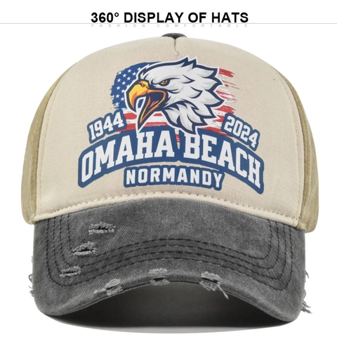 Vintage Washed Cotton Baseball Cap For Men Women Distressed Eagle Normandy Print Trucker Hat Adjustable Sunshade Outdoor Sports Hat