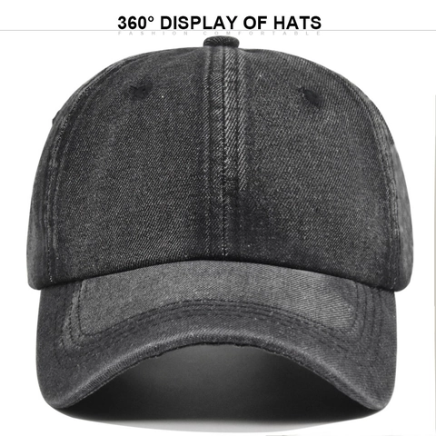 Vintage Washed Denim Baseball Cap Adjustable Solid Color Distressed Cotton Dad Hat For Men Women Casual Outdoor Sunshade Cap