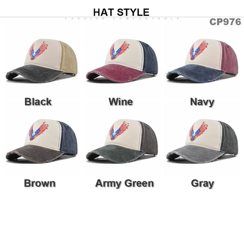Vintage Washed Cotton Baseball Cap With Eagle American Flag Print Distressed Trucker Hat For Men Women Casual Outdoor Hat