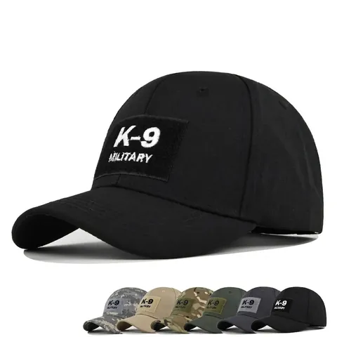 K-9 Militär Taktische Baseballkappe Baumwolle Polyester Ripstop Verstellbar Outdoor Sonnenhut Für Damen Herren Stickerei Klettverschluss