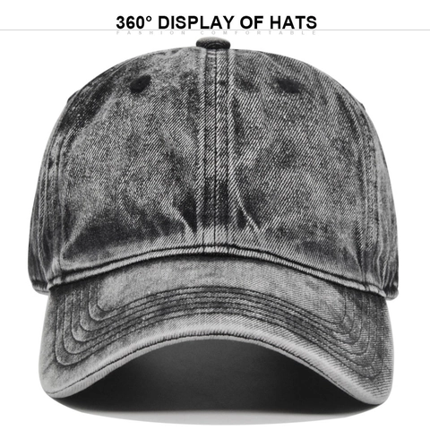 Vintage Πλυμένο Denim Καπέλο Baseball για Άνδρες Γυναίκες Distressed Βαμβακερό Dad Hat Μονόχρωμο Ρυθμιζόμενο Υπαίθριο Σπορ Retro Trucker Καπέλο