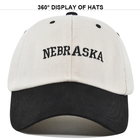 Vintage Καπέλο Μπέιζμπολ Με Κέντημα Γράμμα Nebraska Αντίθεση Χρώματος Αναπνεύσιμο Βαμβακερό Καπέλο Ήλιου Για Άνδρες Γυναίκες Casual Ρυθμιζόμενο Αθλητικό