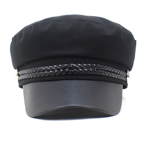 Cappello da Marinaio Donna Moda Vintage Baker Boy Con Tesa in Ecopelle Cotone Poliestere Berretto per Tempo Libero Viaggi Donna