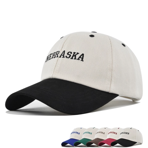 Vintage Καπέλο Μπέιζμπολ Με Κέντημα Γράμμα Nebraska Αντίθεση Χρώματος Αναπνεύσιμο Βαμβακερό Καπέλο Ήλιου Για Άνδρες Γυναίκες Casual Ρυθμιζόμενο Αθλητικό