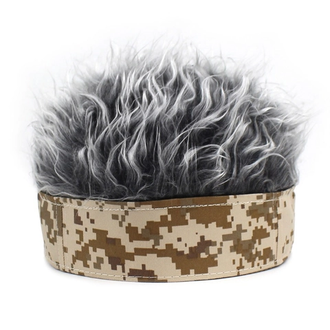 Cappello con Parrucca Mimetico Creativo con Capelli Sintetici Berretto da Baseball Divertente per Feste All'aperto Uomo Donna
