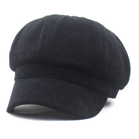 Women's Vintage Corduroy Newsboy Cap Solid Color Retro Octagonal Hat Short Brim Baker Boy Beret Hat For Women Ladies