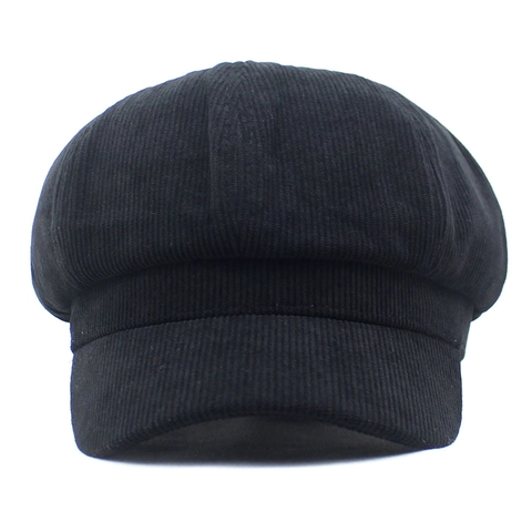 Women's Vintage Corduroy Newsboy Cap Solid Color Retro Octagonal Hat Short Brim Baker Boy Beret Hat For Women Ladies