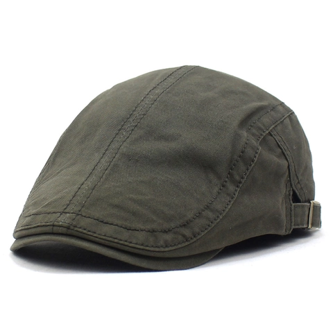 Berretto in Cotone Vintage da Uomo Coppia Piatta Regolabile Tinta Unita Traspirante Parasole Newsboy Ivy Cappello per Outdoor Casual