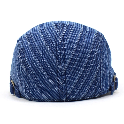 Casquette Plate Vintage en Coton à Rayures Pour Hommes Femmes Béret Newsboy Ajustable Chapeau Décontracté Protection Solaire Sport