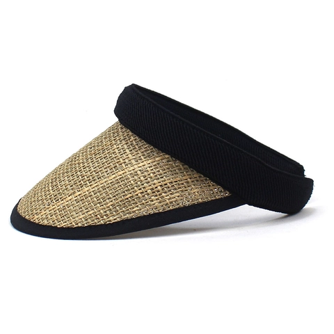 Dames Zomer Zonneklep Hoed Brede Rand Open Bovenkant Strovlechten Raffia Ademend UV Bescherming Strandhoed