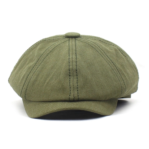 Vintage Cotton Newsboy Cap For Men Women Solid Color Octagonal Beret Hat Retro Cabbie Driving Cap Adjustable Flat Cap
