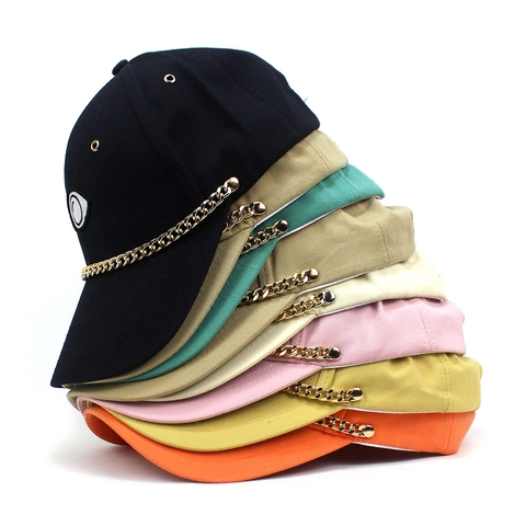 Fashion Cotton Baseball Cap With Eyes Embroidery And Metal Chain Hip Hop Adjustable Sun Hat For Men Women Streetwear