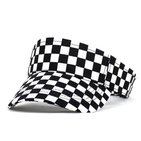Cappello a Visiera in Cotone a Scacchiera per Donna Uomo Regolabile Sport all'Aperto Casual Protezione UV Cappello