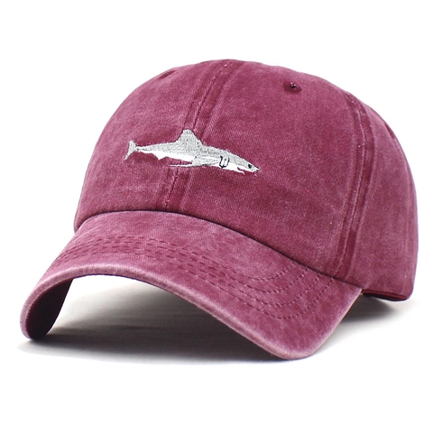Gorra de Béisbol de Algodón Lavado Vintage Con Bordado de Tiburón Ajustable Sombrero de Sol Moda Para Hombre Mujer Casual Deporte