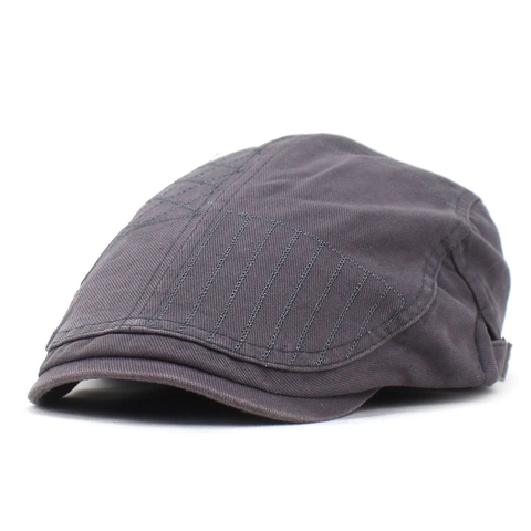 Béret Basque en Coton Vintage pour Homme Rétro Couleur Unie Casquette Newsboy Ivy Boucle Métallique Réglable Protection Solaire