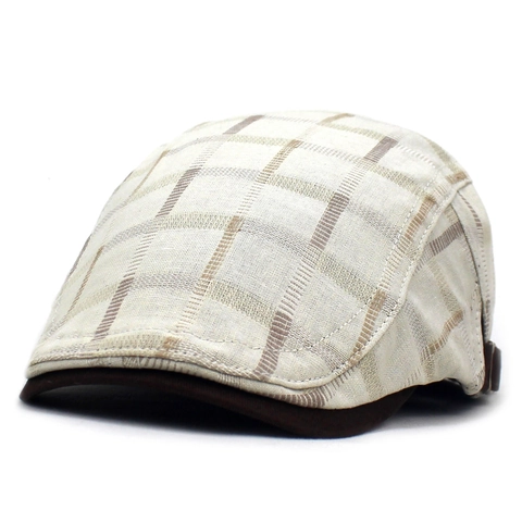 Vintage Britischer Stil Plaid Schirmmütze Für Damen Herren Baumwollmischung Flatcap Verstellbar Retro Gatsby Ivy Mütze Hut