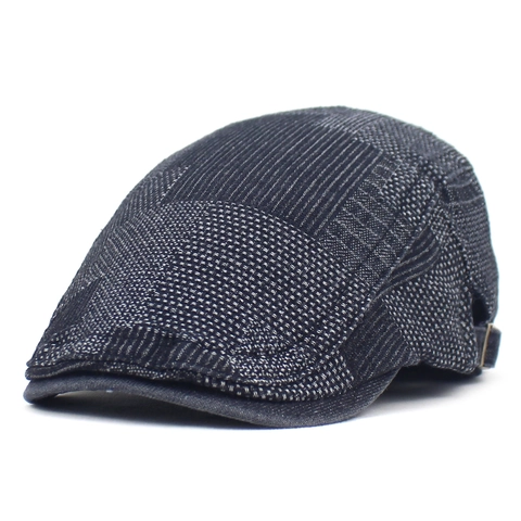 Retro Baumwolle Denim Patchwork Schiebermütze Für Herren Damen Vintage Verstellbare Baskenmütze Flache Kappe Für Casual Outdoor Alltag