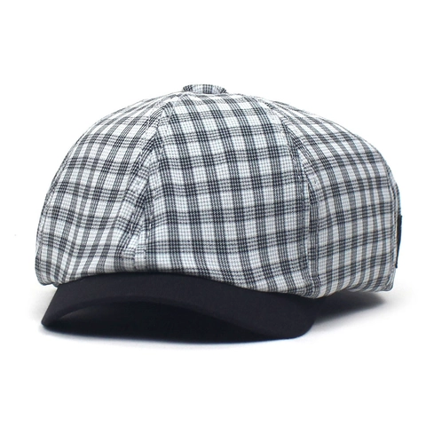 Dames Vintage Ruitjes Newsboy Pet Britse Stijl Achthoekige Hoed Herfst Winter Warme Baret Mode Schilder Hoed Met Label