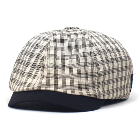 Dames Vintage Ruitjes Newsboy Pet Britse Stijl Achthoekige Hoed Herfst Winter Warme Baret Mode Schilder Hoed Met Label