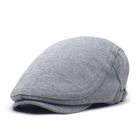 Men's Casual Polyester Beret Flat Cap Adjustable Solid Color Heather Ivy Hunting Hat British Style Breathable Sun Hat