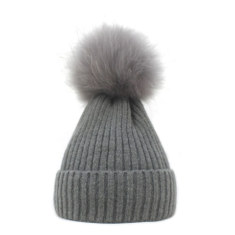 Damen Winter Warm Strickmütze Mit Großem Bommel Rippstrick Acryl Weich Thermisch Outdoor Slouchy Mütze