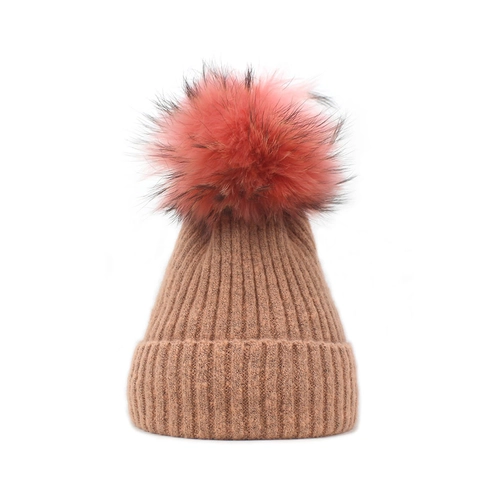 Damen Winter Warm Strickmütze Mit Großem Bommel Rippstrick Acryl Weich Thermisch Outdoor Slouchy Mütze