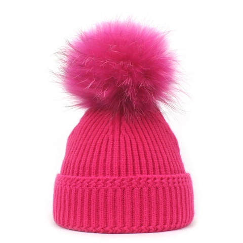 Women's Winter Sweet Cute Ribbed Knit Beanie Hat With Large Detachable Pom-pom Warm Acrylic Outdoor Solid Color Knitted Cap