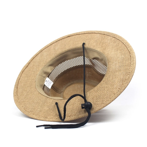 Heren Brede Rand Stro Fedora Hoed Mesh Ademend Zonnescherm Zomer Strandhoed Met Riem Decoratie Voor Outdoor Vakantie
