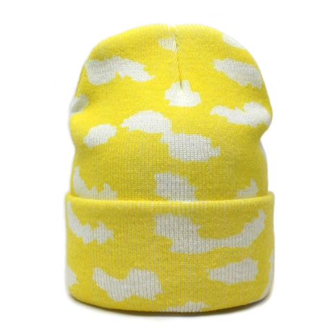 Berretto in Maglia da Donna con Motivo a Nuvola Cappello Caldo in Acrilico per Sci Autunno Inverno Stile Coreano